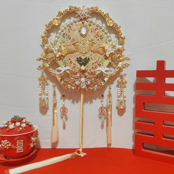 新娘喜扇秀禾服團扇結婚婚禮團扇古風扇子出嫁扇喜字扇中式手捧花
