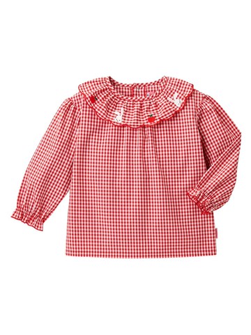 Miki House - check-pattern cotton blouse - kids - Cotton - 4 yrs - Red