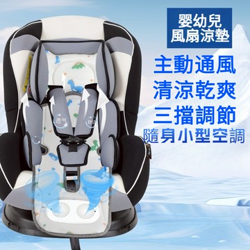 【台灣出貨】雙吹風嬰兒手推車涼席通風墊安全座椅透氣防滑保護墊嬰幼兒風扇涼墊 涼感墊 推車涼墊 推車坐墊