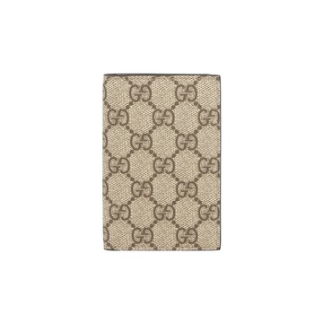 [平輸]GUCCI GG Emblem 塗層帆布對開卡片夾/名片夾(米色/深棕色)