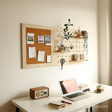 優品工藝墻壁置物架軟木洞洞闆照片墻木質留言闆玄關收納書房墻壁置物架