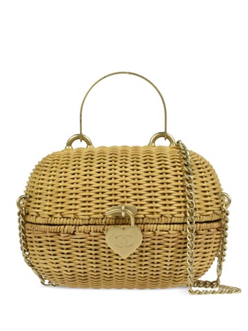 CHANEL Pre-Owned - 2005 Heart Locket two-way bag - women - Rattan Fibres/Gold Plated - One Size - Neutrals
