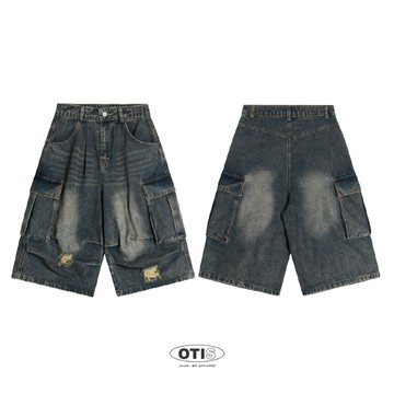 【OTIS】 【現貨】刷破工裝 七分褲 泥洗  短褲 微彎廓型 街頭 美式 寬鬆感 中性