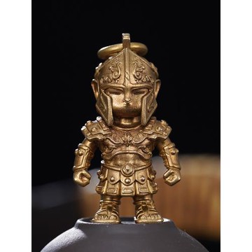 刻己原創黃銅手把件斯巴達戰士桌面創意擺件掛件裝飾品文創紀念品