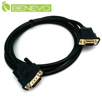 Benevo 專業直通型 1.5M 公對母鍍金接頭RS232串列埠訊號延長線 (BRS0150MFG)