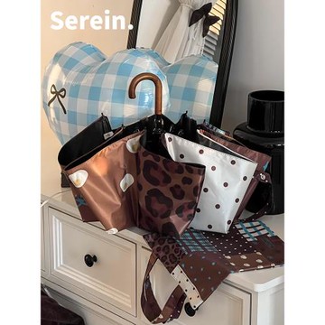 Serein韓系晴雨傘防曬防紫外線彎鉤太陽傘女手動折疊黑膠遮陽傘