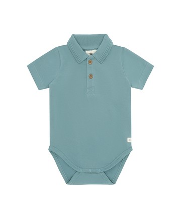 綠色POLO短袖包屁衣74cm