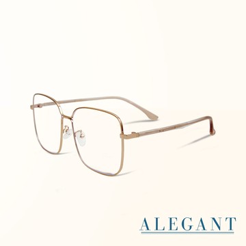 【ALEGANT】燭台金未來感縷空金屬方框UV400濾藍光眼鏡