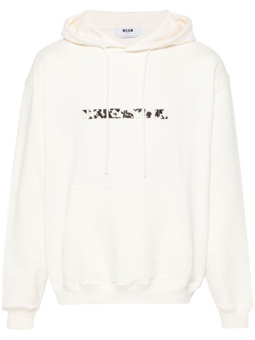 MSGM - logo-embroidered cotton hoodie - men - Cotton - S - Neutrals