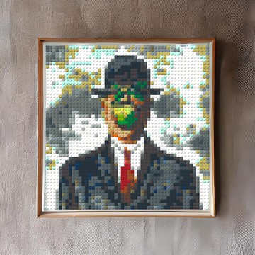 【裝飾】積木名畫掛畫: 人子 - 雷內馬格利特