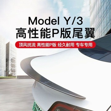 【臺灣出貨】特斯拉尾翼免打孔碳纖維紋路尾翼高性能P版modely尾翼model3尾翼