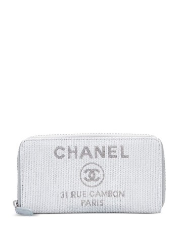 CHANEL Pre-Owned - 2017 Deauville zip-around wallet - women - Canvas - One Size - Grey