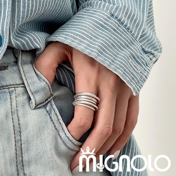 MIGNOLO💫銀絲珠環戒指｜個性 百搭 戒指 銀戒 韓國戒指 開口戒 可調式戒指 韓國飾品