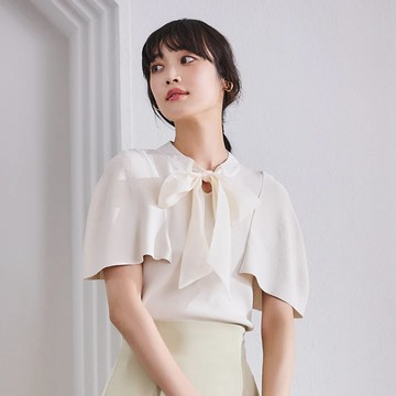 斗篷袖領結針織 (MM428301)