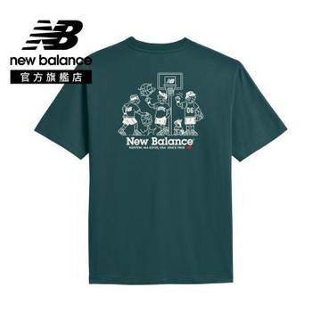 【New Balance】NBBOY籃球隊短T_男性_藍綠色_MT61A9TEAAV