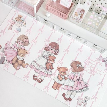 咪咪良品🔥原創小熊dollpu皮革桌墊防水防滑辦公室書桌少女方形滑鼠墊