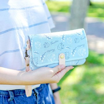 森林萬花筒真皮手掛式手拿包(矢車菊藍)交換禮物/聖誕禮物