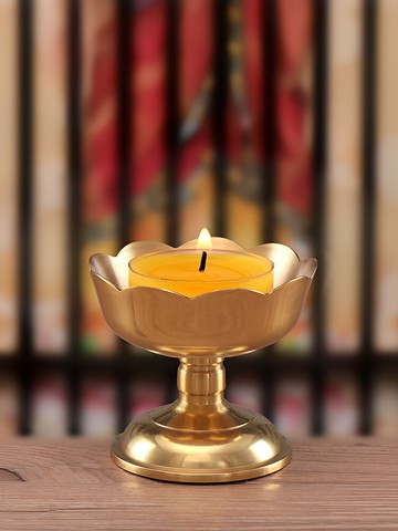 免運 酥油燈座 酥油燈底座黃銅蓮花燈燭臺家用油燈燈盞佛前供奉純銅燭座銅蠟燭臺