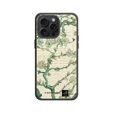 iPhone 15 Pro Max SolidX 黑 - Van Gogh Museum - 盛開的杏花與手寫稿背景