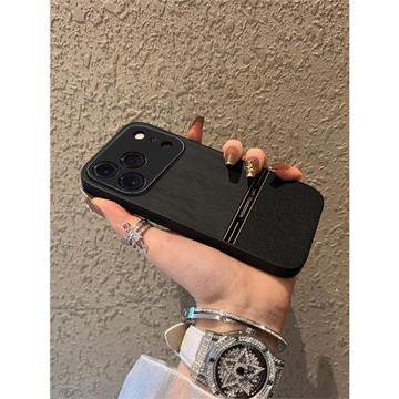 適用蘋果17promax手機殼木紋素皮iphone16pro拼接撞色15PM時尚高級感女14磨砂防指紋13全包男17air防摔保護套