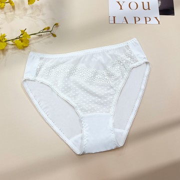 【曼黛瑪璉】低腰三角網內褲 L(牙白)