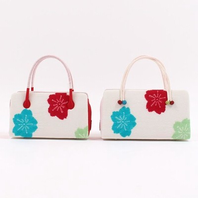 桜色の利休バッグ☆和装着物バッグ☆薄いピンク×ラフィア編み 和装バッグ 利休バッグ なごみオリジナル 正絹 ちりめん 桜文 輪