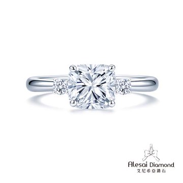 Alesai 艾尼希亞鑽石 1克拉 14K 枕型鑽戒 D/VVS1 培育鑽石 3EX 車工
