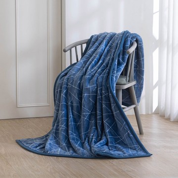 送禮首選-法蘭絨雙面毯/城市藍調(僅宅配