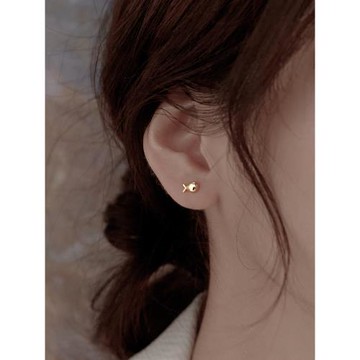 小麋人925耳釘女純銀耳環小巧簡約睡覺不用摘耳飾小魚小眾設計感