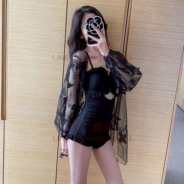 泳衣 女夏超仙保守連身泳衣 遮肚顯瘦性感露背保守泡溫泉泳裝【不二雜貨】