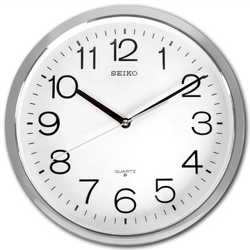 Seiko 精工 標準型 辦公室 數字刻度 跳秒掛鐘 QXA014S 31cm  白色 + 銀框
