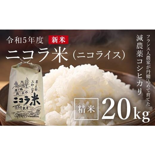 ふるさと納税 京都府 福知山市 フランス人農家が丹精込めて育てた減農薬コシヒカリ　二コラ米（二コライス）令和5年度新米　精米20kg×1袋 ふるさと納税 減農…