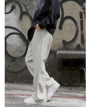 【AMERO】男裝 女裝 寬版休閒棉褲 彈性棉褲 雙滾邊 鬆緊褲頭