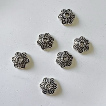 拾悦手作材料/10.5mm重工厚鍍藏銀花托/每份10個/飾品配件/DIY半成品/台灣現貨出貨不用等待