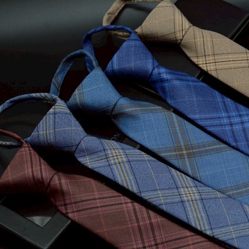 領帶男格子拉鏈韓版學院風職業裝商務懶人方便式學生易拉得6CM