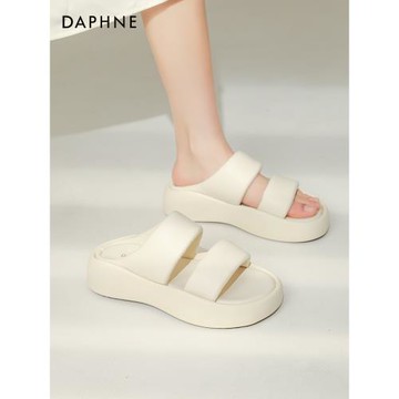達芙妮厚底拖鞋女2025新款時尚懶人涼拖沙灘涼鞋女款拖鞋女外穿夏