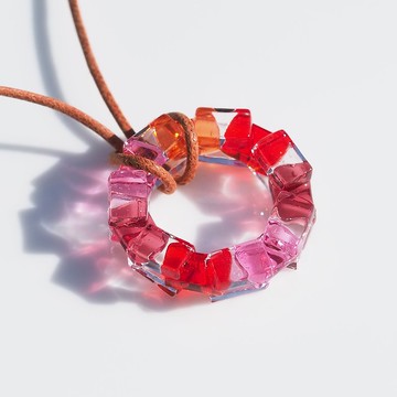 玻璃圓環【迷你】【胭脂紅】項鍊【預約製作】