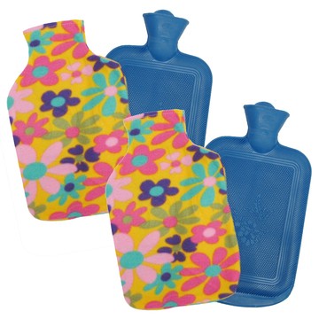 月陽時尚花紋特大號冰熱兩用保暖水袋熱水袋送絨布套超值2入(00182)