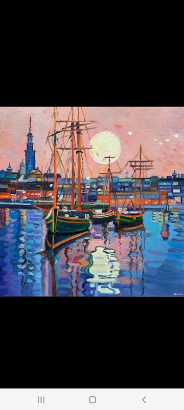 帆船繪畫原創藝術油畫布面油畫 30x30 平方米