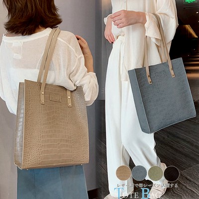 2way クロコ 型押し トートバッグ 縦型 レディース 肩かけバッグ スクエアバッグ レザーバッグ 縦長 手提げバッグ 通販 Lineポイント最大get Lineショッピング