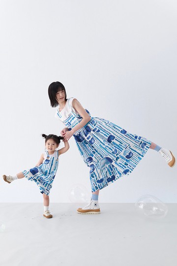 親子裝  rain印花獨家布料簡約吊帶褲