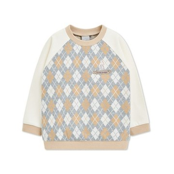 學院比得男緹花菱形拼接長袖T恤