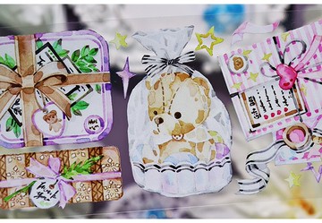 OKMT新七天原創手帳咕卡谷美流麻唧托膠帶貼紙貝殼光 禮物小熊