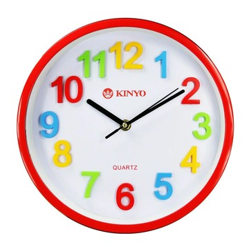 Kinyo CL128立體彩字靜音掛鐘 10吋  1件