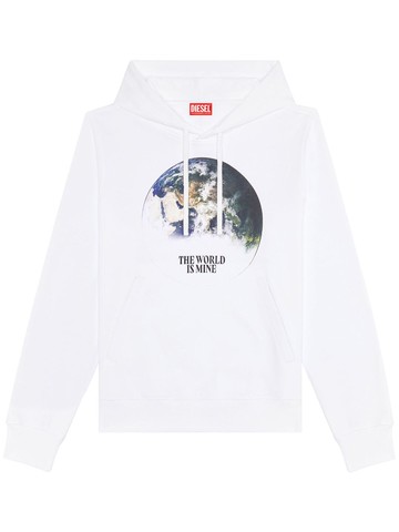 Diesel - S-Ginn-Welt slogan-print hoodie - men - Cotton - S - White