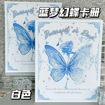 🔥桃園出貨-ins高顔值白夢幻蝶卡冊3寸小卡片活頁四宮格A5加硬外殻收納冊相冊
