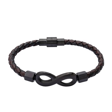 [跨界合作LINE TV遇見未來的你] 無限 真皮磁吸手環-女款棕黑