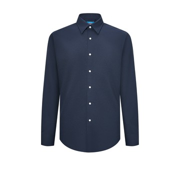 免熨防皺吸濕排汗斜紋長袖上班襯衫/深海軍藍色 | 3612263278