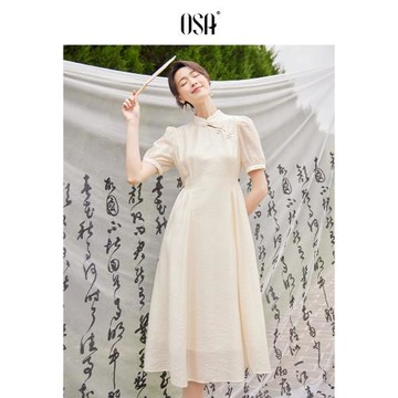 OSA歐莎國風女夏季天絲旗袍裙