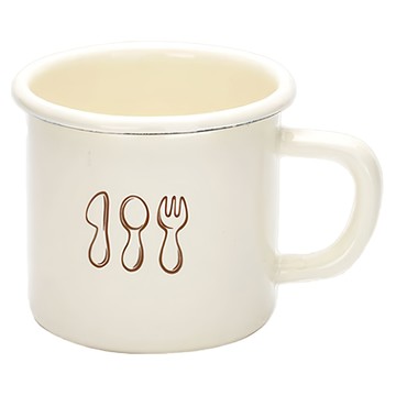 LifeShopping 刀叉系列琺瑯杯 350ml  米白色  1個